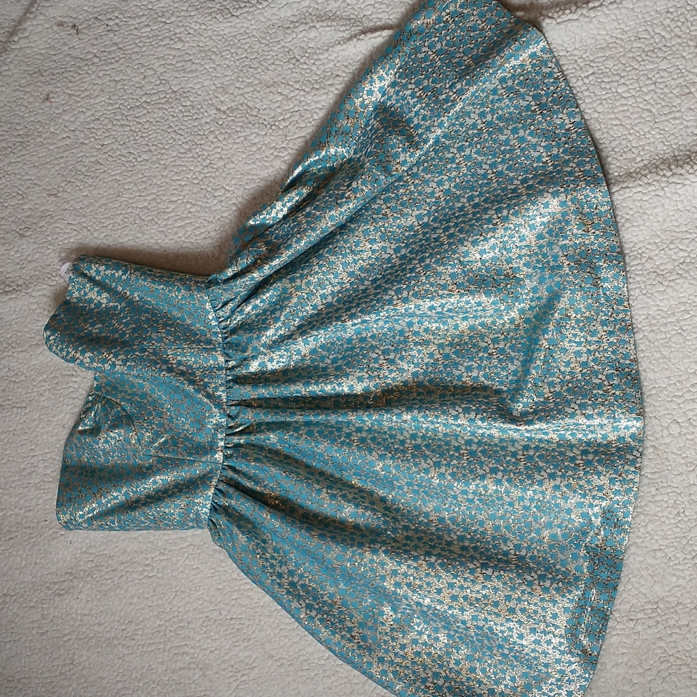 Turquoise and Gold Blithe NY Strapless Prom Dress